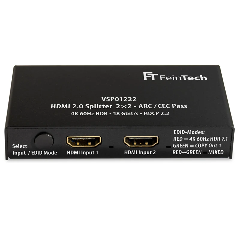 VSP01222 HDMI Splitter 2 In 2 Out | 4K 60Hz | Downscaler | mit ARC